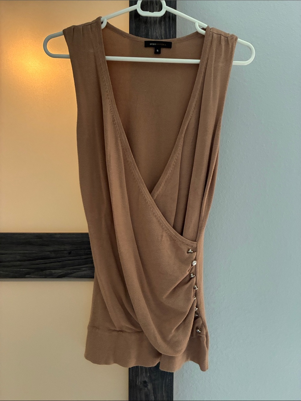 BCBGMaxAzria Tan Wrap-Style Tank Top